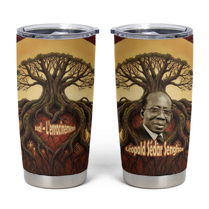 Léopold Sédar Senghor Tumbler Cup Sacred Baobab Tree Design African Roots and Symbols Theme Negritude Movement - African Pride