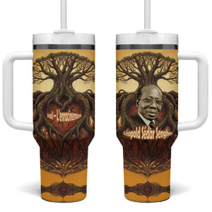 Léopold Sédar Senghor Tumbler With Handle Sacred Baobab Tree Design African Roots and Symbols Theme Negritude Movement - African Pride