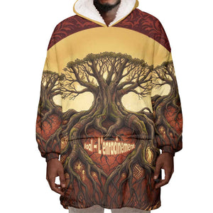 Léopold Sédar Senghor Wearable Blanket Hoodie Sacred Baobab Tree Design African Roots and Symbols Theme Negritude Movement - African Pride