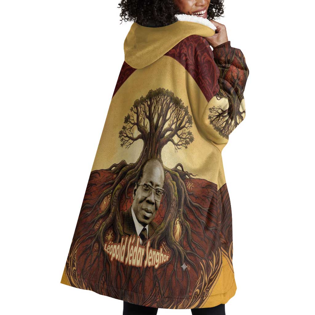 Léopold Sédar Senghor Wearable Blanket Hoodie Sacred Baobab Tree Design African Roots and Symbols Theme Negritude Movement - African Pride