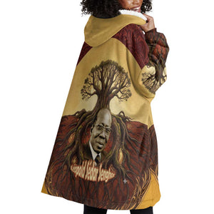 Léopold Sédar Senghor Wearable Blanket Hoodie Sacred Baobab Tree Design African Roots and Symbols Theme Negritude Movement - African Pride