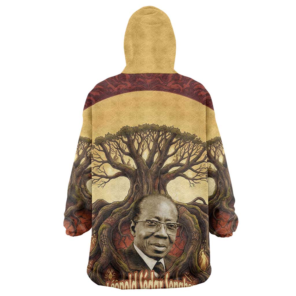 Léopold Sédar Senghor Wearable Blanket Hoodie Sacred Baobab Tree Design African Roots and Symbols Theme Negritude Movement - African Pride