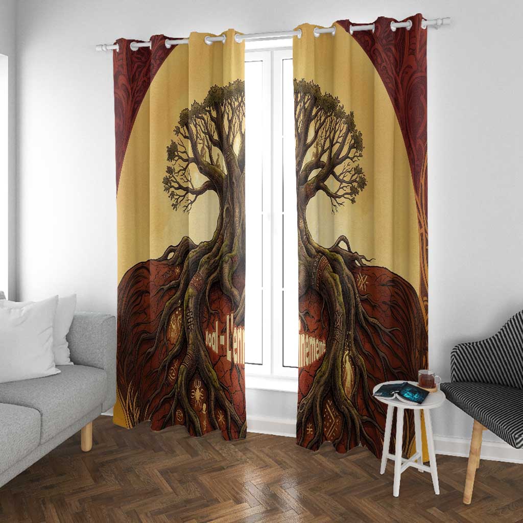 Léopold Sédar Senghor Window Curtain Sacred Baobab Tree Design African Roots and Symbols Theme Negritude Movement - African Pride