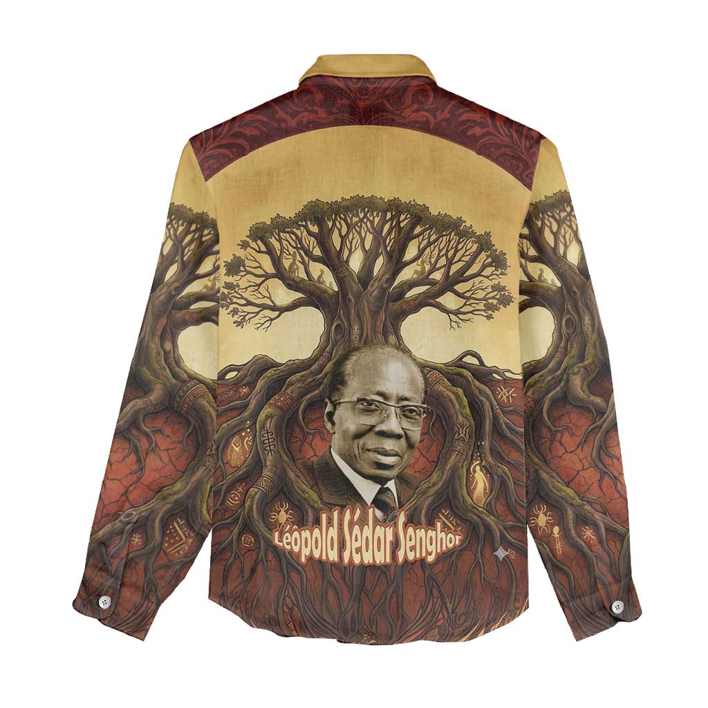 Léopold Sédar Senghor Women Casual Shirt Sacred Baobab Tree Design African Roots and Symbols Theme Negritude Movement - African Pride