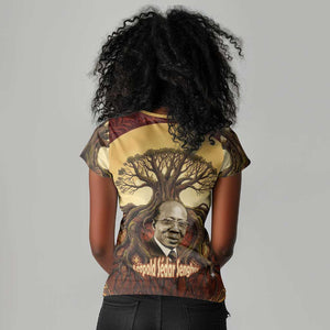 Léopold Sédar Senghor Women V-Neck T-Shirt Sacred Baobab Tree Design African Roots and Symbols Theme Negritude Movement - African Pride