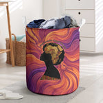Léopold Sédar Senghor Laundry Basket Femme Noire Silhouette with Africa Map Pattern Vibrant Swirl Background - African Pride