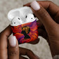 Léopold Sédar Senghor AirPods Case Femme Noire Silhouette with Africa Map Pattern Vibrant Swirl Background - African Pride