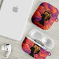 Léopold Sédar Senghor AirPods Case Femme Noire Silhouette with Africa Map Pattern Vibrant Swirl Background - African Pride