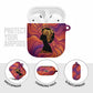 Léopold Sédar Senghor AirPods Case Femme Noire Silhouette with Africa Map Pattern Vibrant Swirl Background - African Pride
