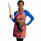 Léopold Sédar Senghor Apron Femme Noire Silhouette with Africa Map Pattern Vibrant Swirl Background - African Pride