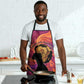 Léopold Sédar Senghor Apron Femme Noire Silhouette with Africa Map Pattern Vibrant Swirl Background - African Pride