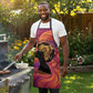 Léopold Sédar Senghor Apron Femme Noire Silhouette with Africa Map Pattern Vibrant Swirl Background - African Pride