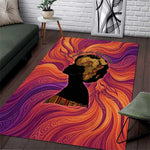 Léopold Sédar Senghor Area Rug Femme Noire Silhouette with Africa Map Pattern Vibrant Swirl Background - African Pride