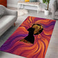Léopold Sédar Senghor Area Rug Femme Noire Silhouette with Africa Map Pattern Vibrant Swirl Background - African Pride