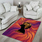 Léopold Sédar Senghor Area Rug Femme Noire Silhouette with Africa Map Pattern Vibrant Swirl Background - African Pride