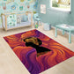 Léopold Sédar Senghor Area Rug Femme Noire Silhouette with Africa Map Pattern Vibrant Swirl Background - African Pride