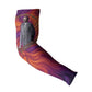 Léopold Sédar Senghor Arm Sleeves Femme Noire Silhouette with Africa Map Pattern Vibrant Swirl Background - African Pride