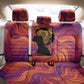 Léopold Sédar Senghor Back Car Seat Cover Femme Noire Silhouette with Africa Map Pattern Vibrant Swirl Background - African Pride