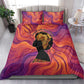 Léopold Sédar Senghor Bedding Set Femme Noire Silhouette with Africa Map Pattern Vibrant Swirl Background - African Pride