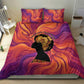 Léopold Sédar Senghor Bedding Set Femme Noire Silhouette with Africa Map Pattern Vibrant Swirl Background - African Pride