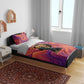 Léopold Sédar Senghor Bedding Set Femme Noire Silhouette with Africa Map Pattern Vibrant Swirl Background - African Pride