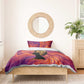 Léopold Sédar Senghor Bedding Set Femme Noire Silhouette with Africa Map Pattern Vibrant Swirl Background - African Pride