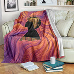 Léopold Sédar Senghor Blanket Femme Noire Silhouette with Africa Map Pattern Vibrant Swirl Background - African Pride