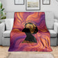 Léopold Sédar Senghor Blanket Femme Noire Silhouette with Africa Map Pattern Vibrant Swirl Background - African Pride