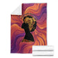Léopold Sédar Senghor Blanket Femme Noire Silhouette with Africa Map Pattern Vibrant Swirl Background - African Pride