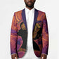 Léopold Sédar Senghor Blazer Femme Noire Silhouette with Africa Map Pattern Vibrant Swirl Background - African Pride
