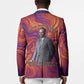 Léopold Sédar Senghor Blazer Femme Noire Silhouette with Africa Map Pattern Vibrant Swirl Background - African Pride