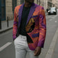 Léopold Sédar Senghor Blazer Femme Noire Silhouette with Africa Map Pattern Vibrant Swirl Background - African Pride