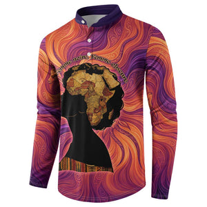 Léopold Sédar Senghor Button Sweatshirt Femme Noire Silhouette with Africa Map Pattern Vibrant Swirl Background