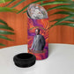 Léopold Sédar Senghor 4 in 1 Can Cooler Tumbler Femme Noire Silhouette with Africa Map Pattern Vibrant Swirl Background - African Pride
