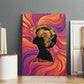 Léopold Sédar Senghor Canvas Wall Art Femme Noire Silhouette with Africa Map Pattern Vibrant Swirl Background - African Pride