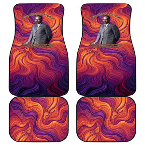 Léopold Sédar Senghor Car Mats Femme Noire Silhouette with Africa Map Pattern Vibrant Swirl Background - African Pride