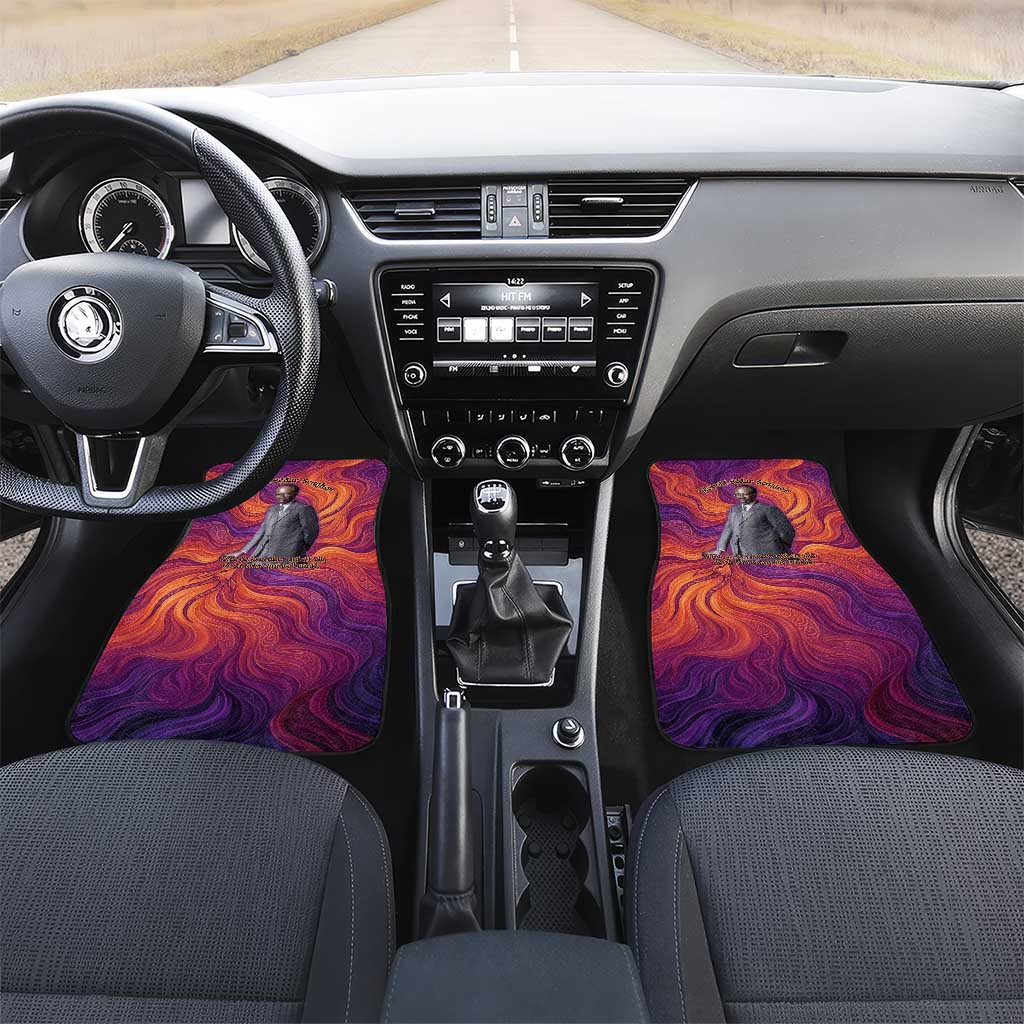 Léopold Sédar Senghor Car Mats Femme Noire Silhouette with Africa Map Pattern Vibrant Swirl Background - African Pride