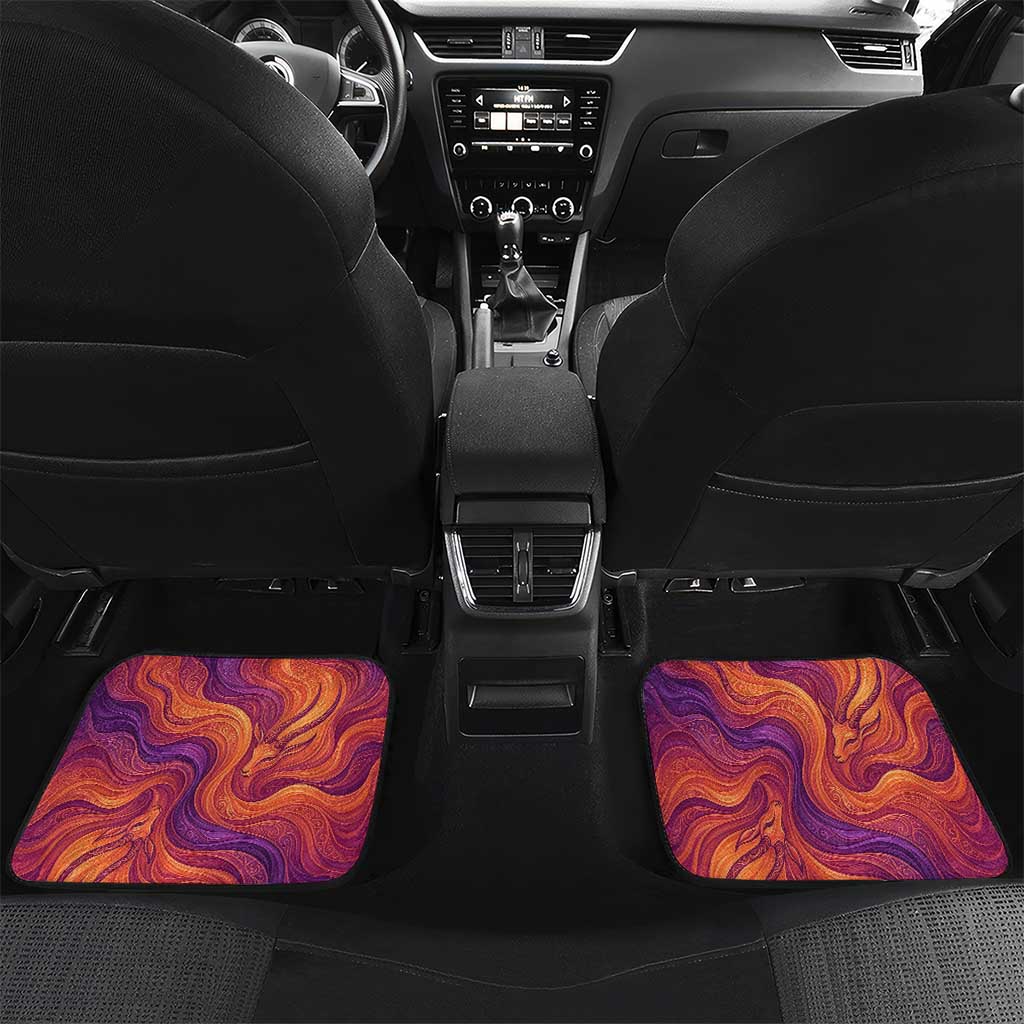 Léopold Sédar Senghor Car Mats Femme Noire Silhouette with Africa Map Pattern Vibrant Swirl Background - African Pride