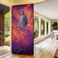 Léopold Sédar Senghor Door Cover Femme Noire Silhouette with Africa Map Pattern Vibrant Swirl Background - African Pride