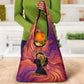 Léopold Sédar Senghor Grocery Bag Femme Noire Silhouette with Africa Map Pattern Vibrant Swirl Background - African Pride