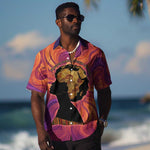 Léopold Sédar Senghor Hawaiian Shirt Femme Noire Silhouette with Africa Map Pattern Vibrant Swirl Background - African Pride