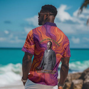 Léopold Sédar Senghor Hawaiian Shirt Femme Noire Silhouette with Africa Map Pattern Vibrant Swirl Background - African Pride
