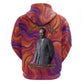 Léopold Sédar Senghor Hoodie Femme Noire Silhouette with Africa Map Pattern Vibrant Swirl Background - African Pride