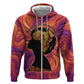 Léopold Sédar Senghor Hoodie Femme Noire Silhouette with Africa Map Pattern Vibrant Swirl Background - African Pride