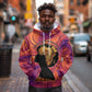 Léopold Sédar Senghor Hoodie Femme Noire Silhouette with Africa Map Pattern Vibrant Swirl Background - African Pride