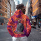 Léopold Sédar Senghor Hoodie Femme Noire Silhouette with Africa Map Pattern Vibrant Swirl Background - African Pride