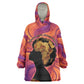 Léopold Sédar Senghor Kid Wearable Blanket Hoodie Femme Noire Silhouette with Africa Map Pattern Vibrant Swirl Background - African Pride