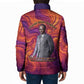 Léopold Sédar Senghor Padded Jacket Femme Noire Silhouette with Africa Map Pattern Vibrant Swirl Background - African Pride