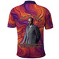 Léopold Sédar Senghor Polo Shirt Femme Noire Silhouette with Africa Map Pattern Vibrant Swirl Background - African Pride