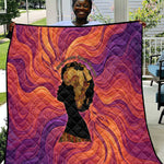 Léopold Sédar Senghor Quilt Femme Noire Silhouette with Africa Map Pattern Vibrant Swirl Background - African Pride